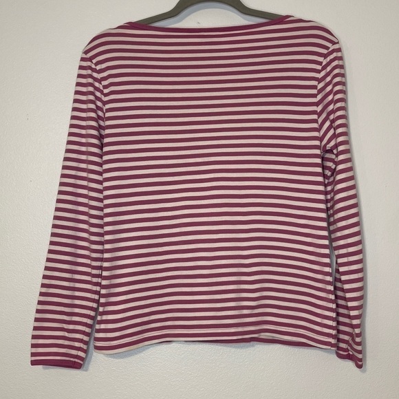 HANNA Andersson Women’s Size Small Striped Pajama Top Purple White Snail Knight - Picture 2 of 5